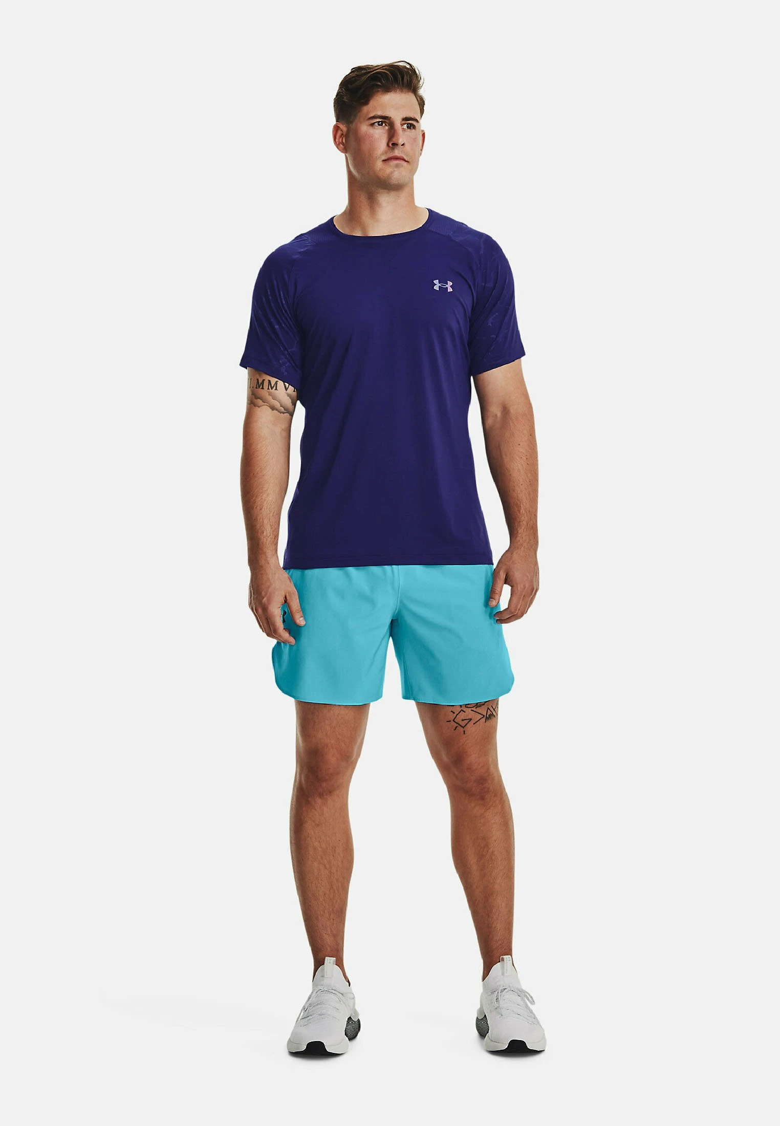 Under Armour PEAK - Krótkie Spodenki Sportowe - Blue Surf - obrazek 2