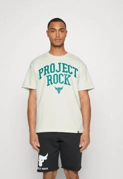Under Armour ROCK - T-shirt Z Nadrukiem - Ivory/coastal Teal/black
