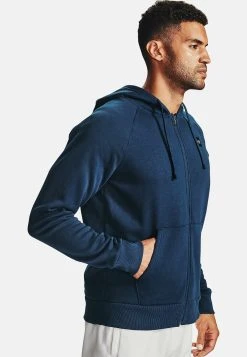 Under Armour RIVAL HOODIE - Bluza Rozpinana - Academy