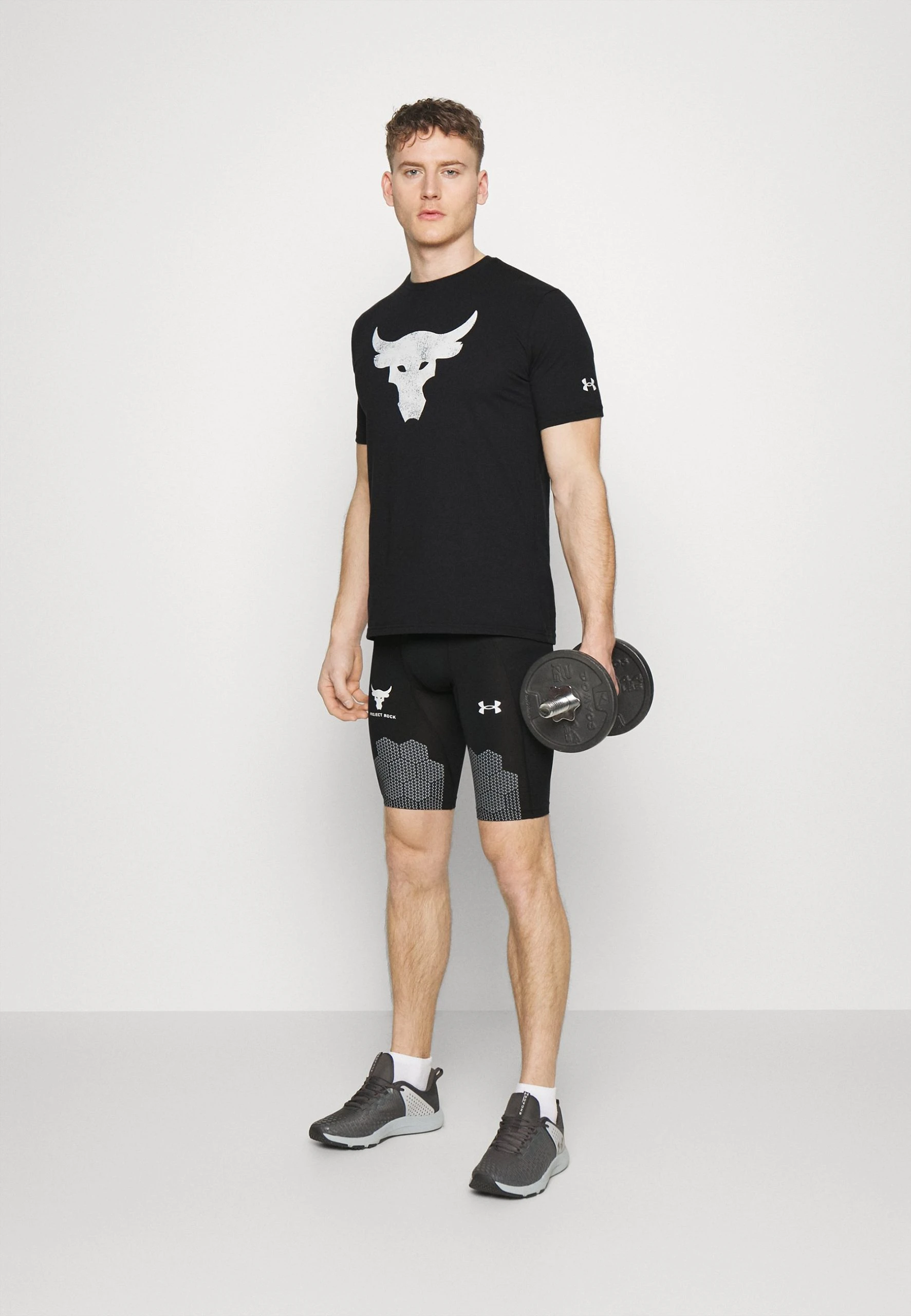 Under Armour ROCK BRAHMA BULL - T-shirt Z Nadrukiem - Black / / Ivory - obrazek 2