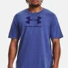 Under Armour SHORT SLEEVE GRAPH UA WASH TONAL SPORTSTYLE SS - T-shirt Z Nadrukiem - Sonar Blue Medium Heather