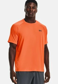 Under Armour NOVELTY TECH 2.0 TRAININGS - T-shirt Z Nadrukiem - Orange Blast
