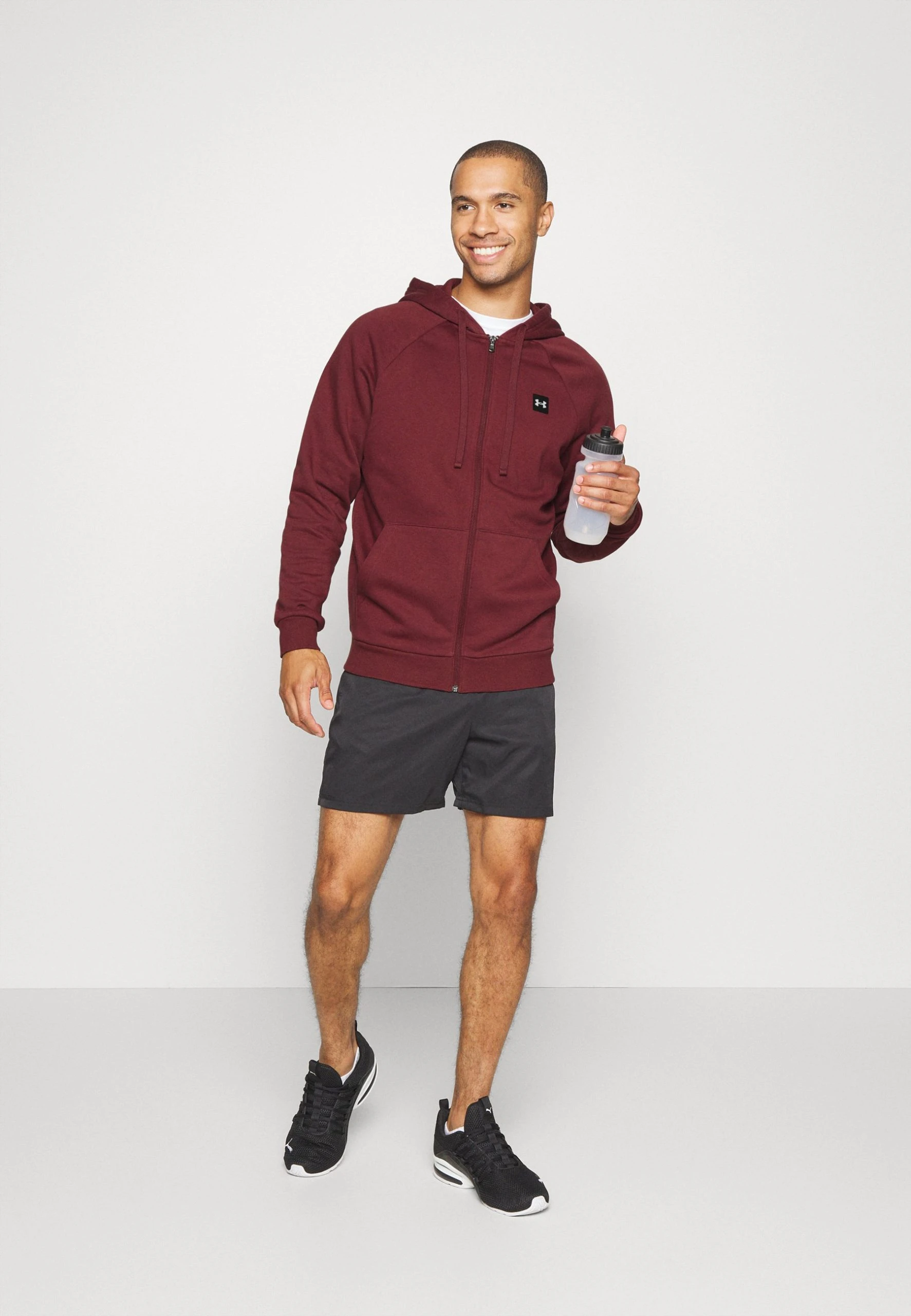 Under Armour RIVAL HOODIE - Bluza Rozpinana - Chestnut Red/onyx White - obrazek 2