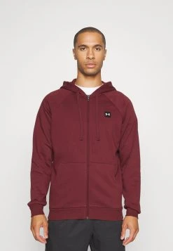Under Armour RIVAL HOODIE - Bluza Rozpinana - Chestnut Red/onyx White