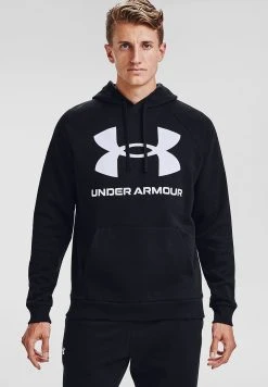 Under Armour RIVAL BIG HD - Bluza Z Kapturem - Black