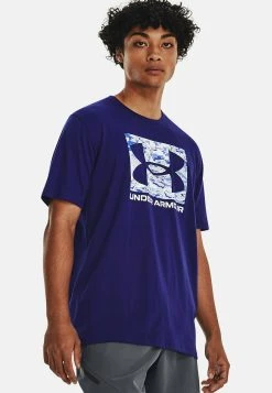 Under Armour ABC CAMO BOXED LOGO - T-shirt Z Nadrukiem - Sonar Blue