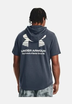 Under Armour UA RIVAL TERRY NOV SS - T-shirt Z Nadrukiem - Downpour Gray
