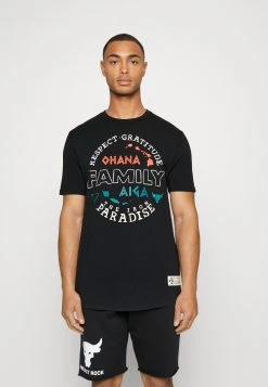 Under Armour PJT ROCK FAMILY - T-shirt Z Nadrukiem - Black/ivory