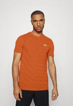 Under Armour SEAMLESS RADIAL SS - T-shirt Z Nadrukiem - Team Orange/stone