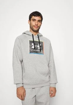 Under Armour RIVAL GRAPHIC HOODIE - Bluza - Gray Light Heather/black