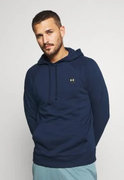 Under Armour RIVAL HOODIE - Bluza Z Kapturem - Academy/onyx White