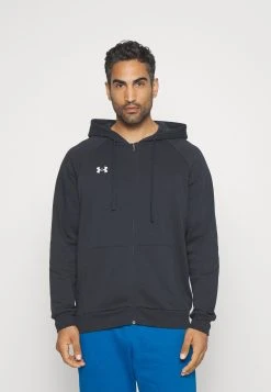 Under Armour RIVAL HOODIE - Bluza Rozpinana - Black/white