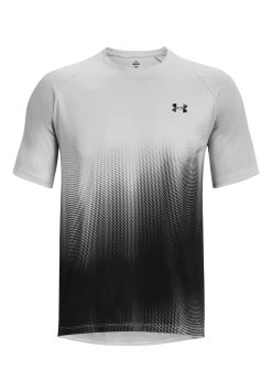 Under Armour UA TECH FADE SS - T-shirt Z Nadrukiem - Halo Gray / Black / Black