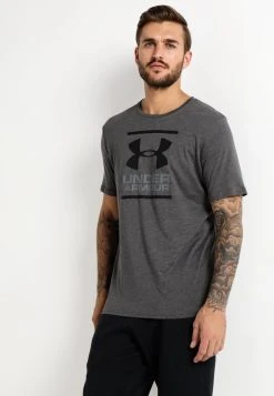 Under Armour GL FOUNDATION SS - Koszulka Sportowa - Charcoal Medium Heather/graphite/black