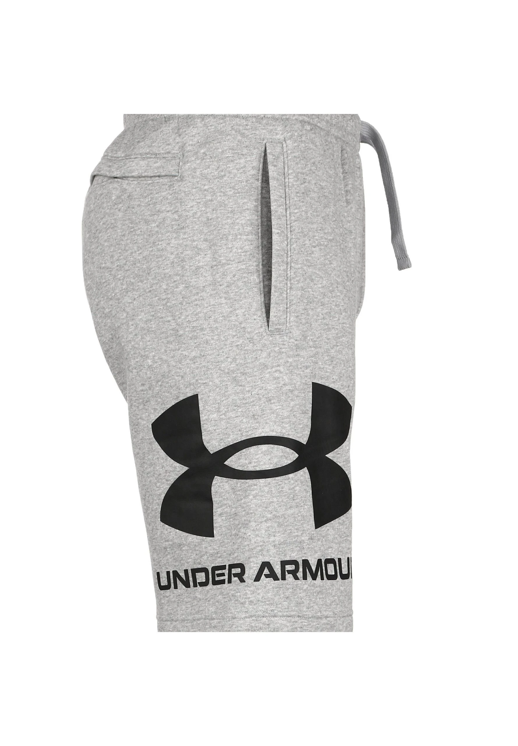 Under Armour RIVAL BIG LOGO - Krótkie Spodenki Sportowe - Mod Gray Light Heather Black - obrazek 5