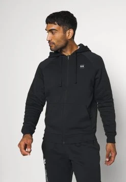 Under Armour RIVAL HOODIE - Bluza Rozpinana - Black/onyx White